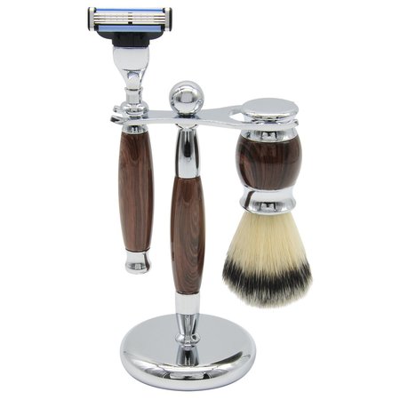 UNION RAZORS Three Piece Shave Kit  Wood SS4W